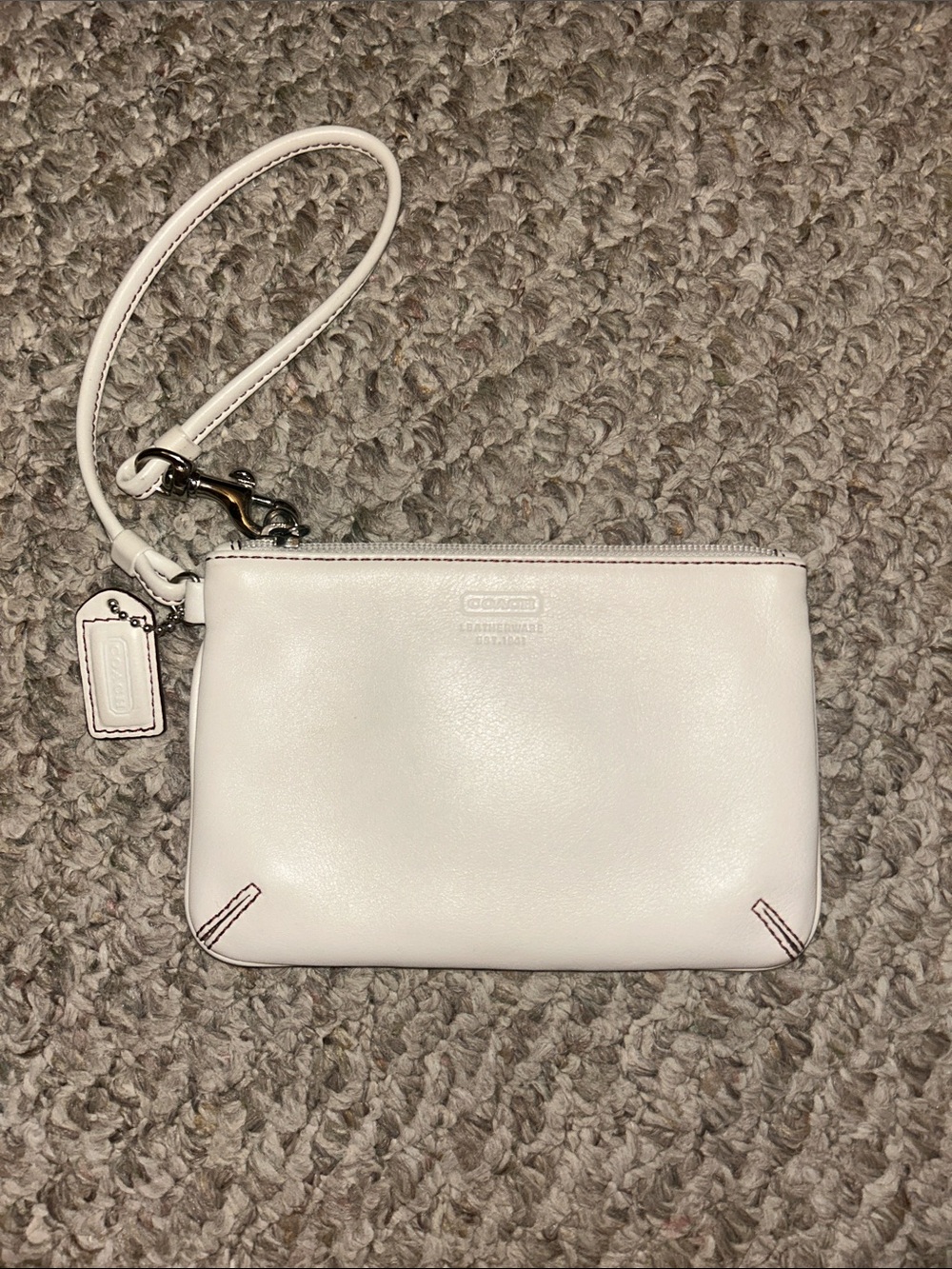 Vintage White Leather Coach Wristlet